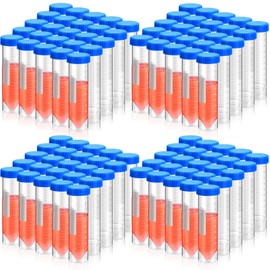Xuhal 200 Counts 50ml Centrifuge Tubes with Screw Cap Self Standing Plastic Test Tubes with Lids Polypropylene Lab Tubes, Skirted Conical Bottom, Graduated Marks for Science Experiments Seeds Spices
