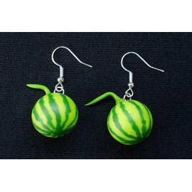 Miniblings Melon Earrings Watermelon Fruit 3D Whole Handmade Fashion Jewellery I Summer Party Holiday Fruit Earrings Silver-Plated, Metal