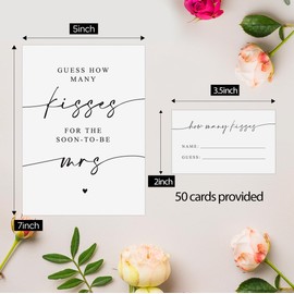 OXEDP Guess How Many Kisses Bridal Shower Game (1 Sign + 50 Cards), Minimalist Bridal Shower Games, Bachelorette Guessing Game, Kisses in The Jar Sign -GHMK01