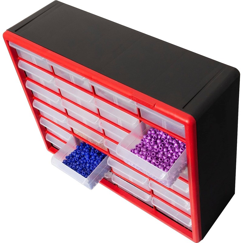 Akro-Mils 24-Drawer Plastic Drawer Storage Cabinet for Garage Organization, Bead