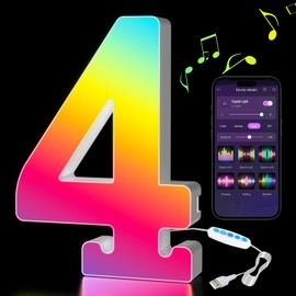 Kangtaixin LED Number Lamp 0-9, Luminous Numbers Birthday Decoration with USB Power Supply, App Control, Dimmable, Decoration for Bar Mitzvah, Christmas Decoration, New Year, Wedding Party,