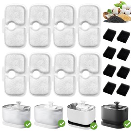 8 Pack Cat Water Fountain Filter Replacement, Compatible PETLIBRO 2.5L/84oz Cat Water Fountain PLWF005/PLWF115, Cat Fountain Filters for Petlibro Water Filter Replacement with 8Pack Pre-Filter Sponges