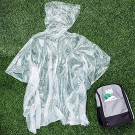 Juvale 10-Pack Disposable Rain Ponchos for Kids, Individually Wrapped, Bulk, Clear Plastic Raincoats with Hood for Emergency, One Size for Children, Boys and Girls, Transparent