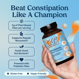Poop Like a Champion Fiber Gummies – 5g Fiber per Serving, Non-GMO, Vegan, Digestive Support, 60 Pieces per Bottle