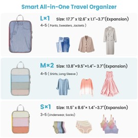 Cambond Compression Packing Cubes for Travel - 4 Set Multi-color See Through Mesh Compression Cubes for Travel Essentials, Space Saving Luggage Packing Organizers Bags for Carry on Suitcases