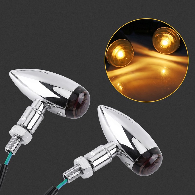 2pcs Motorcycle Bullet Amber LED Turn Signals Indicator Lighting Lamp