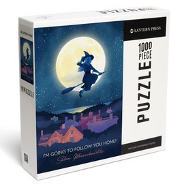 Salem, Massachusetts, Witch Over Salem Rooftops, Night Sky (1000 Piece Puzzle, Challenging Jigsaw Puzzle for Adults, Made in USA)