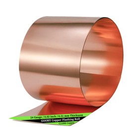 GOORY Copper Flashing 24 Gauge - 12in x 10ft 0.02"(0.51mm) Thickness Roof Flashing Roll - 99.95+% Pure Copper Sheet Metal ASTM B152 - Roofing Repair DIY Project Contractor Jewelry Crafts