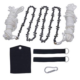 BushWalk 48 Inch High Reach Tree Limb Hand Rope Chain Saw with 64 Blades on Both Side for Camping,Gardening,Wood Cutting, Hunting, Field Survivle Gear