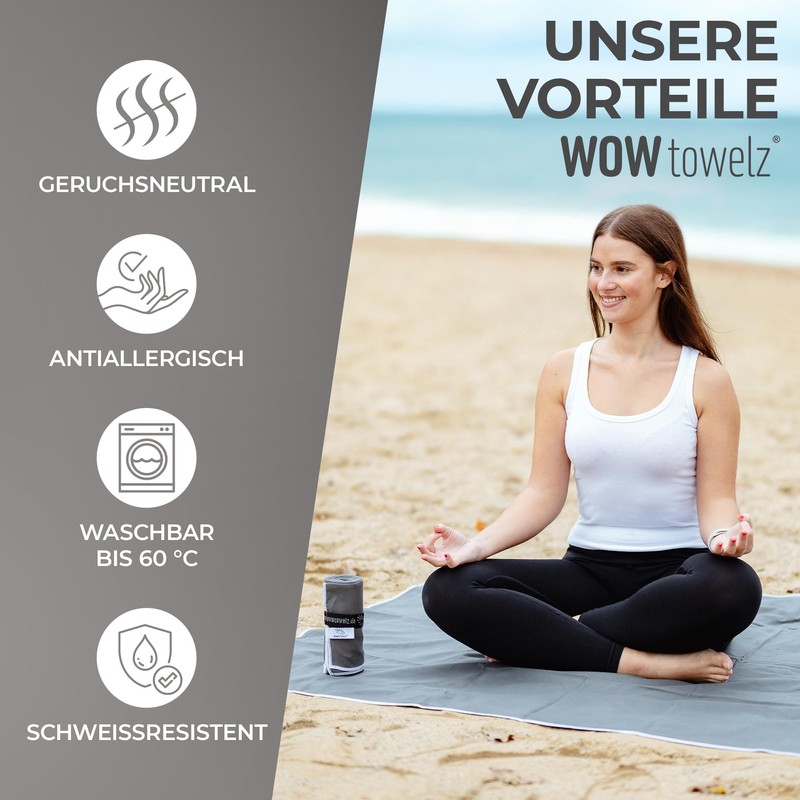 Wowtowelz Microfibre Towel (Dark Grey, 145 x 70 cm)