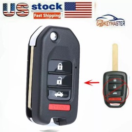 KeyMaster 2X Upgraded Flip Remote Key Shell Case Fob for Honda Accord Civic 2013-2017 4B