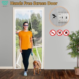 Fly Screen Balcony Door, 120 x 210 cm, Improved Quality of Fly Screen Door, Suitable for Balcony Door, Patio Door, Cellar Door, Room Door and Sliding Door, No Drilling Required, White