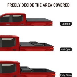 JDMSPEED Soft Tri-Fold Truck Bed Tonneau Cover Compatible with 2015-2022 Chevy Colorado/GMC Canyon 5 FT,Truck Bed Cover with LED Light and 118 inch Waterproof Strips