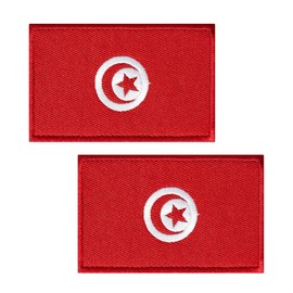 JBSJBS Tunisia Flag Embroidered Patches Tunisian Flags Patch Tunisia Military Tactical Patch Team Logo Decorations(2Pack)