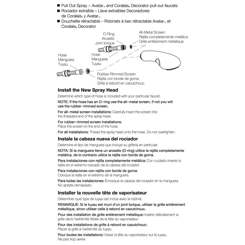 KOHLER Genuine Part GP1036940-CP Kitchen Faucet PULLOUT SPRAYHEAD, Polished Chrome