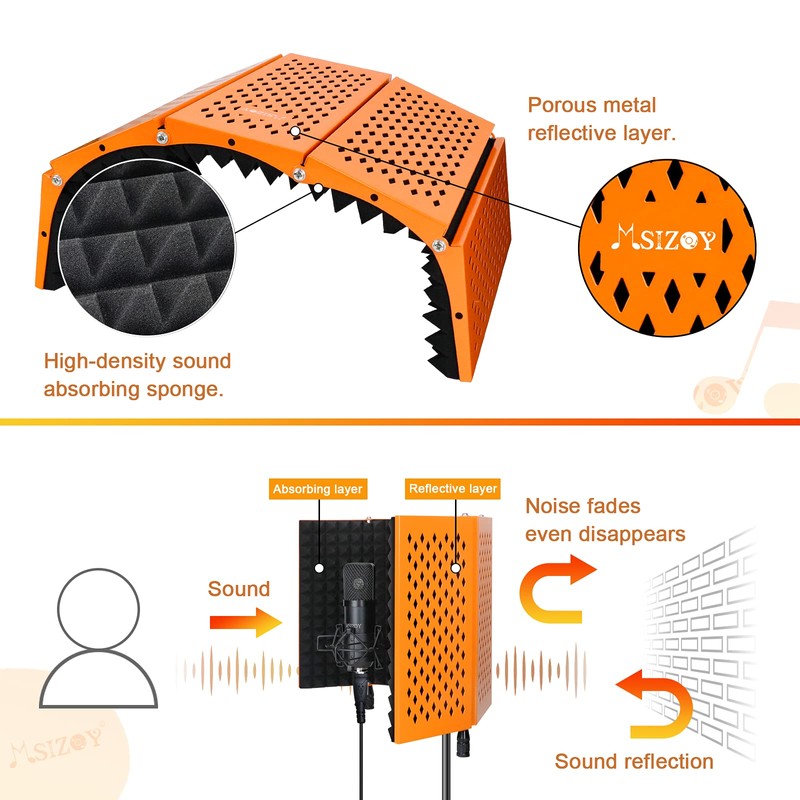 Sound Recording Microphone Isolation Shield Mic Soundproof Foam for Gaming