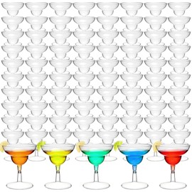Rtteri 250 Pcs Mini Martini Glasses Plastic 2 Oz Disposable Martini Cups Clear for Weddings Party Wine Cocktails Drinks Desserts (Margarita Style)