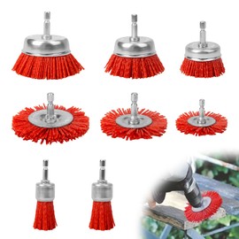 8 Stück Nylonbürste Schleifbürsten Bohrmaschine, Nylon Bürste mit 1/4 Zoll Sechskantschaft Schleifaufsatz, Nylon Bohrbürsten zum Entfernen von Rostkorrosionsfarbe Schleifdraht, Schleifbürsten set