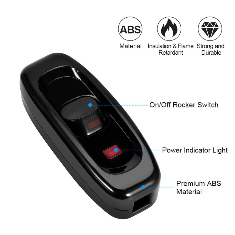 1PC Inline Cord Appliance Switch ON/OFF Button Inline Cable Switch