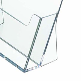 ogoPLUS Brochure Stand DIN A5 Portrait Format / Brochure Holder Flyer Stand Advertising Stand Table Brochure Stand / Brochure Box / Advertising, Crystal Clear, Light Tilt for Optimal Field of View
