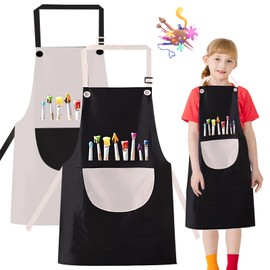 SFSSHUI Children's Painting Apron, Waterproof Painting Apron, Children's Apron Set with Pockets, Camptrip Cooking Apron Children, Children's Apron, Adjustable Apron Children for Crafts, Painting,