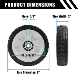 Sutmorly HRR216 Front Wheels Kit Replacement for Honda 44710-VL0-L02ZB, 8" Lawn Mower Plastic Wheel Compatible with Honda HRR216 HRS216 HRT216 Walk-behind Lawn Mower(2 Pack)