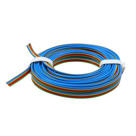 WITTKOWARE Electronic Ribbon Cable with Coloured Cores, Flexible (4 x 0.14 mm², Blue/Yellow/Red/Green, RM 1.27 mm, 5 m)