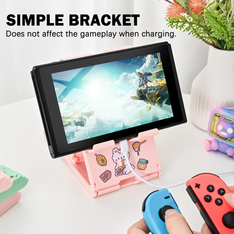 DLseego Stand for Switch/OLED/Lite Console,Non Slip Adjustable Pink Theme Playstand