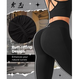 BRXL Butt Lifting Workout Leggings for Women Tummy Control High Waist Seamless No Front Seam Gym Yoga Running Leggings Black XL
