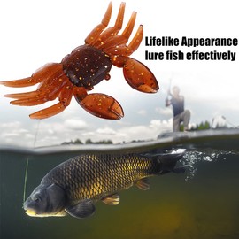 OUKENS Simulation Crab Bait, 10 Pieces Artificial Plastic Soft Crab Bait 3D Simulation Freshwater Fishing Lure (Brown)