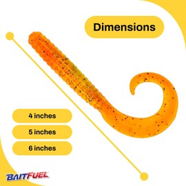 BAITFUEL Saltwater GO2 Grub | Premium Soft-Plastic Grub for Saltwater Species | Action-Packed Tail + Scent Technology | Golden Ambulance, 6-Inch