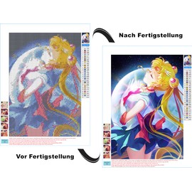 HUASHUZI 5D Diamond Painting Sailor Moon Anime Set Full 30 x 40 cm Pictures Diamond Painting Poster Adult Cross Stitch Kits
