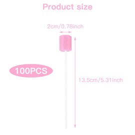 Pack of 100 Cleaning Mouth Swabs, Sponge Mouth Swabs, Mouth Care Sponge, Mouth Sponge Sticks, for Daily Oral Care and Household Supplies of Adults, Children or Pets (Pink)