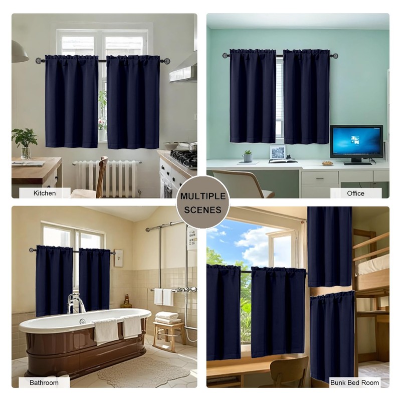 Gwine 24 Inch Long Tier Curtains for Small Window, Short