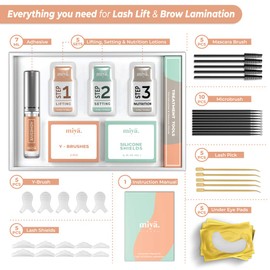MIYA LASH 2 in 1 Lash Lift & Brow Lamination Kit | Instant Fuller Eyebrows, Eyelashes | Salon Result lasts 8 weeks | Professional LVL, Perm, Laminate | Lash Lift Kit with Silicone Shields, Lash Picks