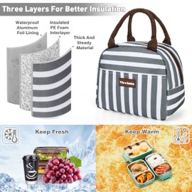 Kato Tirrinia Lunch Bags for Women Men, Insulated Lunch Tote Bag for Girls, Lunch Box for Adults & Children, Large Cooling Lunch Bag for Work/School/Picnic, Grey