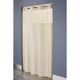 Focus Window Hookless Shower Curtains, Mystery Beige 71” L x 77” W