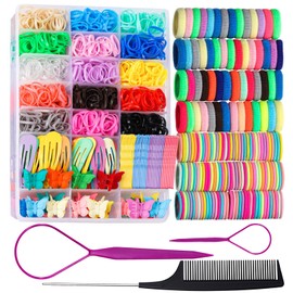 SVNXI Elastic Hair Ties, Hair Accessories for Girls, Colorful Elatic Hair Bands Set with Hair Clips (Colorful)