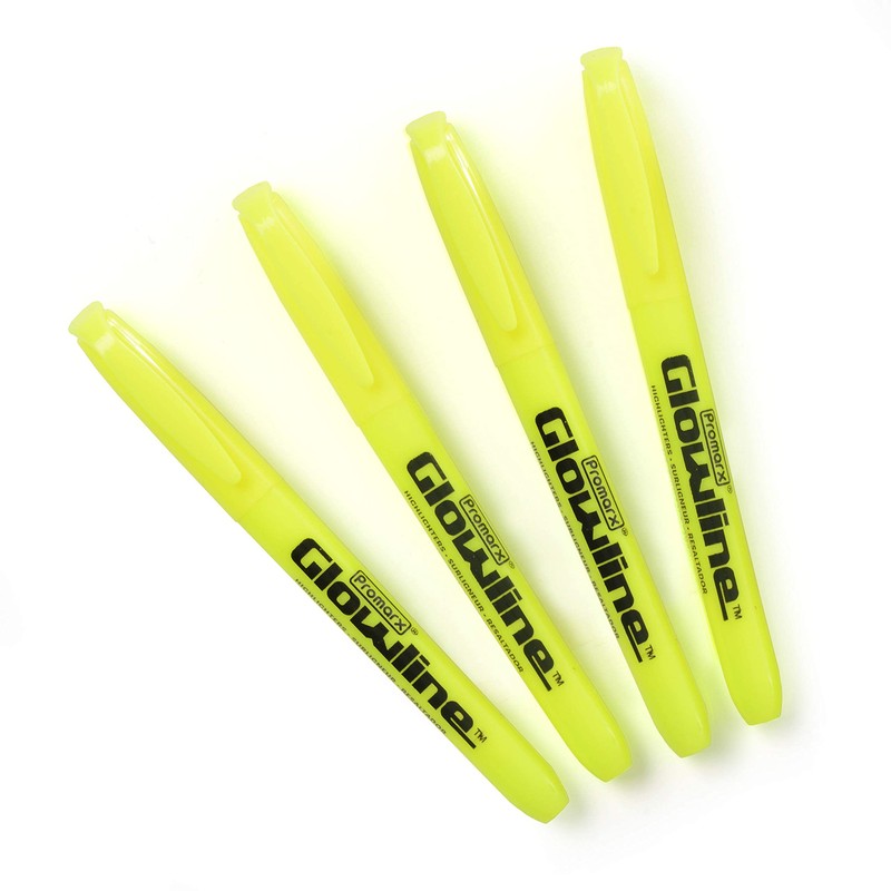 Promarx Glowline Pocket Highlighter Sticks, Yellow, 4 Count