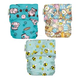 Pañales Ecológicos De Tela Ecopipo 3 Pack Estampados Broches                                                                                          