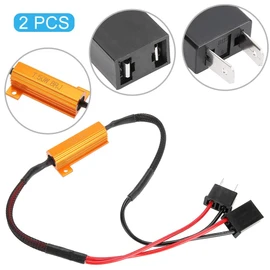 Qiilu Decodificadores LED de 2 piezas para coche, Decodificadores LED de faro H7 para Anti Hyper Flash Sin error Cableado de resistencia de carga adaptador canbus led h7