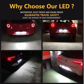 LED License Plate Lighting | Number Plate Lighting LED Compatible with Alfa Romeo Giulietta Fiat Punto Opel Astra| Built-in CANBus Resistor No Error 6000K Ice White Light Replacement Lamp Plate