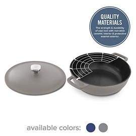 Geoffrey Zakarian 4.5QT Braiser Non-stick cast iron, 4.5 Quart, Grey