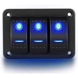 Gebildet 12V/20A, 24V/10A, 3 Gang Aluminum Panel Toggle Dash LED Light, 5 Pin On/Off Pre-Wired Rocker Switch Holder for Automotive Car Marine Boat