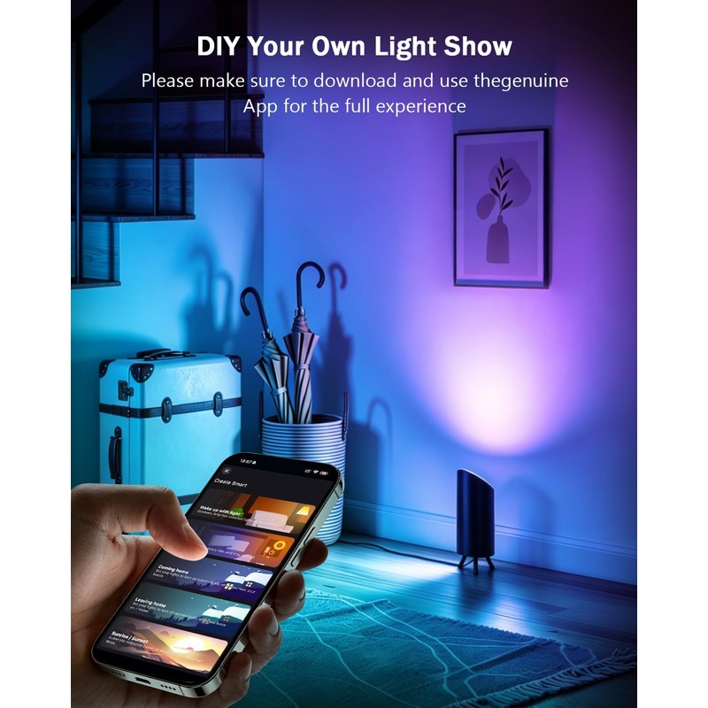 GeyouLux RGBCW Smart Uplighting Indoor, APP Control Alexa, Google Home