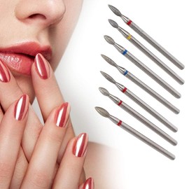 7 Pieces Cuticle Nail Drill Bit, Electric Diamond Removal Gel Bit Manicure Polishing Remover Bits Carbide Professional Burrs Filing Acrylic Nails Down Removing Tools for Files Machine Pedicure