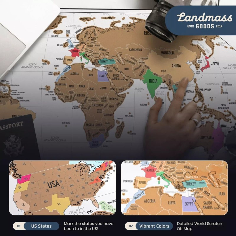 Landmass Scratch Off Map Of The World - Premium World