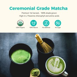 Emerail Organic Ceremonial Grade Matcha, Premium First Harvest Matcha Green Tea Powder, 100% Pure USDA-Certified, Sugar-Free Gluten-Free Vegan (40g / 1.4oz)
