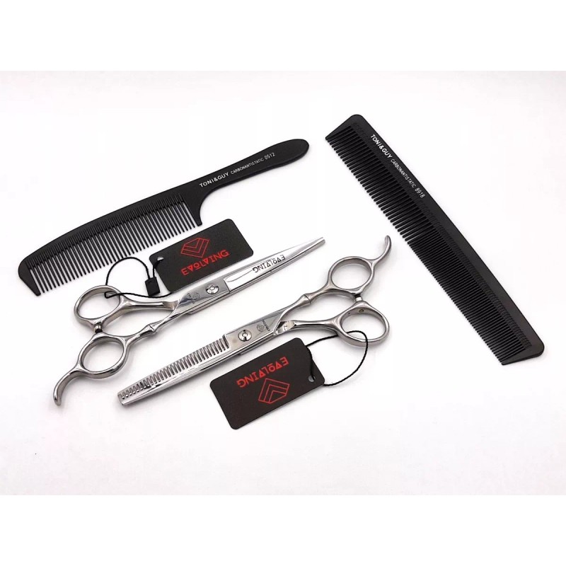 EVOLVING Tijeras Silver Con Peines Al Carbon Barbero Estilista Evo