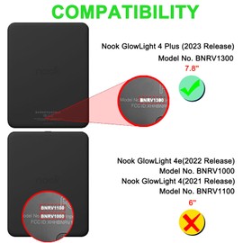 Caweet Case for Nook GlowLight 4 Plus 7.8" 2023 Release, Ultra Lightweight PU Leather Shell Cover with Magnetic Closure, Black